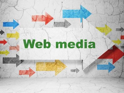 Web design concept: arrow with Web Media on grunge wall background 库存插图