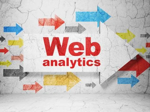 Web design concept: arrow with Web Analytics on grunge wall background 库存插图