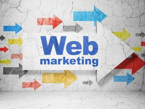 Web design concept: arrow with Web Marketing on grunge wall background イラスト素材