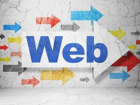 Web design concept: arrow with Web on grunge wall background イラスト素材