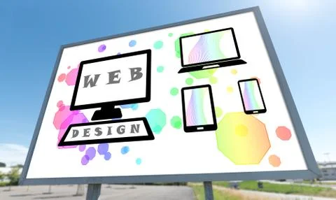 Web design concept on a billboard Stock Photos