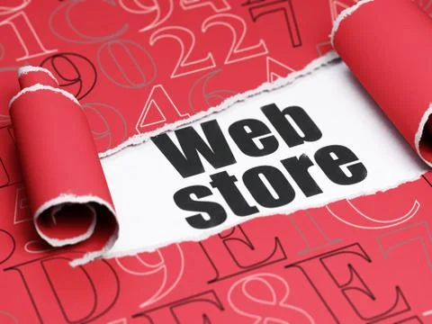Web design concept: black text Web Store under the piece of  torn paper 库存插图