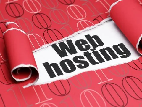 Web design concept: black text Web Hosting under the piece of  torn paper 库存插图