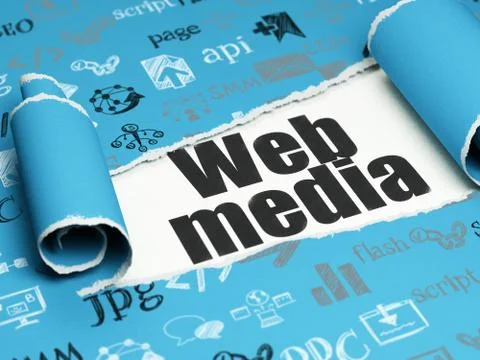 Web design concept: black text Web Media under the piece of  torn paper Stockillustratie
