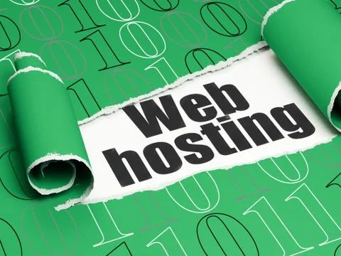 Web design concept: black text Web Hosting under the piece of  torn paper 库存插图