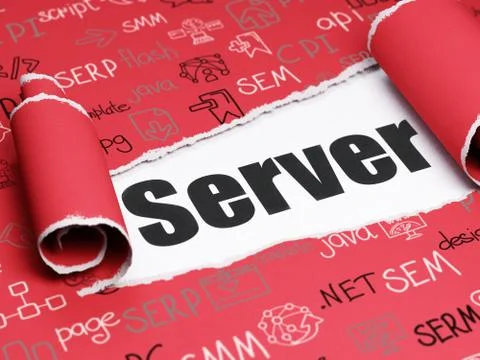 Web design concept: black text Server under the piece of  torn paper 스톡 일러스트