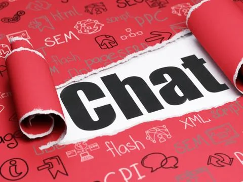 Web design concept: black text Chat under the piece of  torn paper Stockillustratie