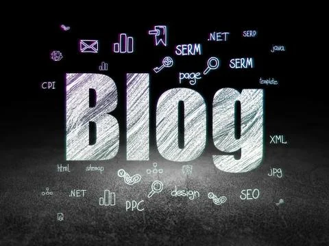 Web design concept: Blog in grunge dark room Stockillustratie