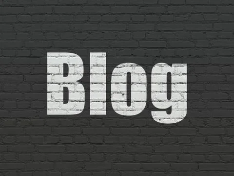 Web design concept: Blog on wall background 库存插图