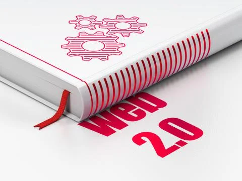 Web design concept: book Gears, Web 2.0 on white background Illustrazione stock