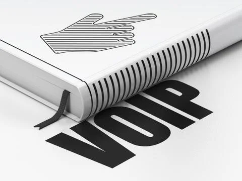 Web design concept: book Mouse Cursor, VOIP on white background Illustrazione stock