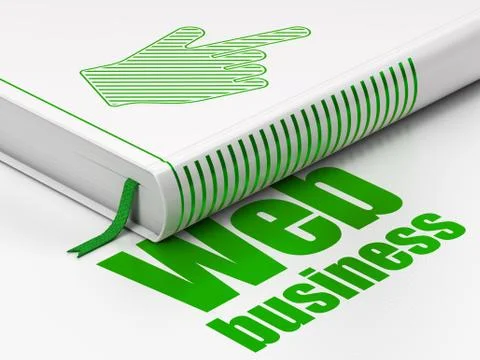 Web design concept: book Mouse Cursor, Web Business on white background Illustrazione stock
