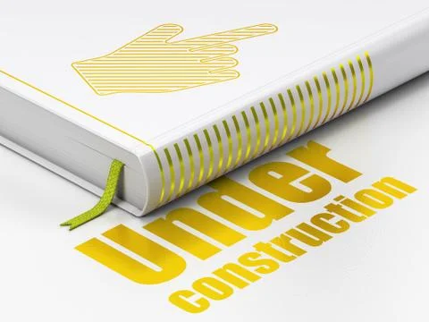 Web design concept: book Mouse Cursor, Under Construction on white background Illustrazione stock