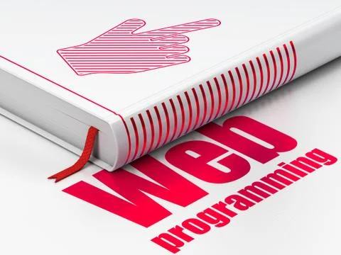 Web design concept: book Mouse Cursor, Web Programming on white background 스톡 일러스트