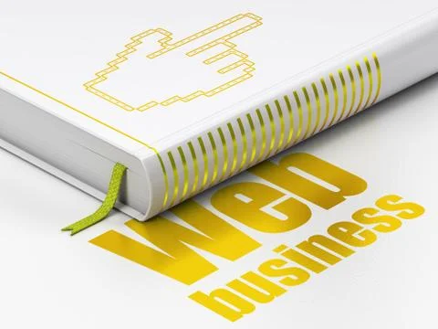 Web design concept: book Mouse Cursor, Web Business on white background Illustrazione stock