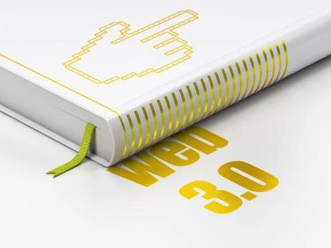 Web design concept: book Mouse Cursor, Web 3.0 on white background Illustrazione stock