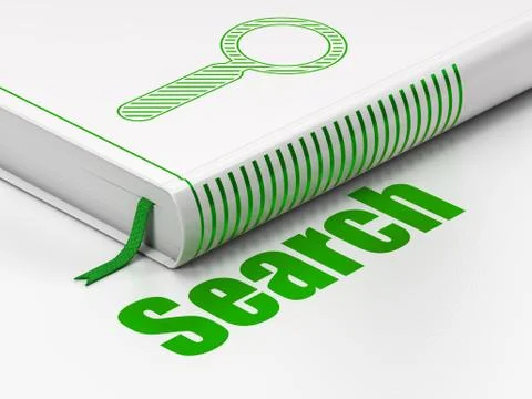 Web design concept: book Search, Search on white background Illustrazione stock
