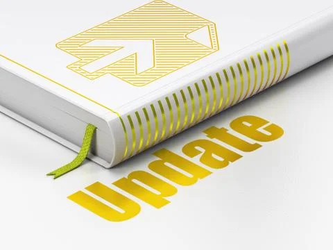 Web design concept: book Upload, Update on white background Illustrazione stock