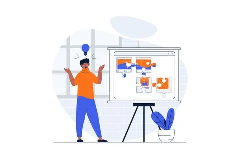 Web design concept with character scene. Man creating online page layouts a.. 스톡 일러스트