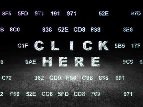 Web design concept: Click Here in grunge dark room Stockillustratie