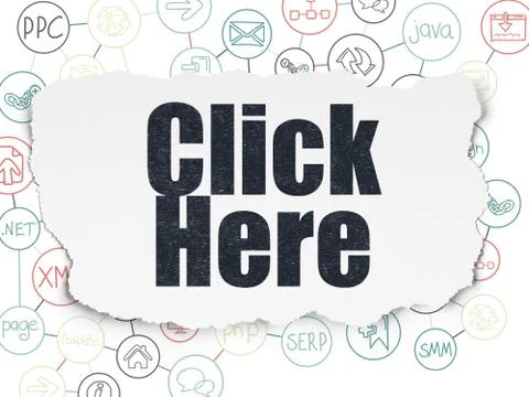 Web design concept: Click Here on Torn Paper background イラスト素材