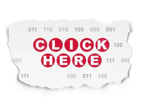 Web design concept: Click Here on Torn Paper background Illustrazione stock