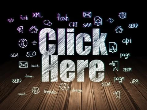 Web design concept: Click Here in grunge dark room イラスト素材