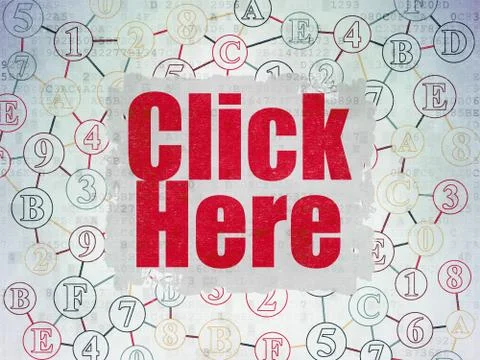 Web design concept: Click Here on Digital Data Paper background Stock Illustration