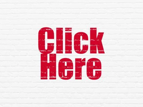 Web design concept: Click Here on wall background Stock Illustration