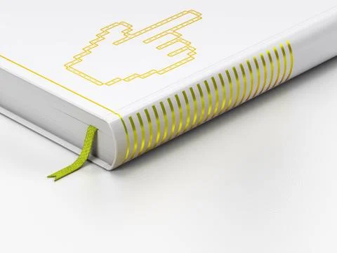 Web design concept: closed book, Mouse Cursor on white background Illustrazione stock