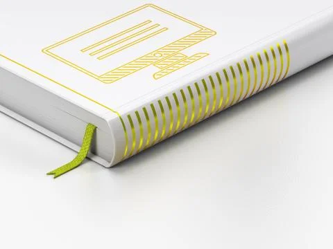 Web design concept: closed book, Monitor on white background Illustrazione stock