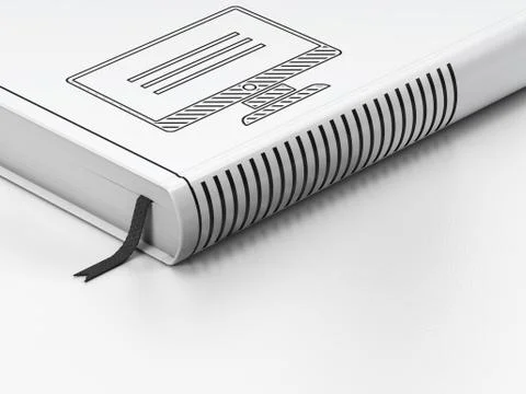 Web design concept: closed book, Monitor on white background Illustrazione stock