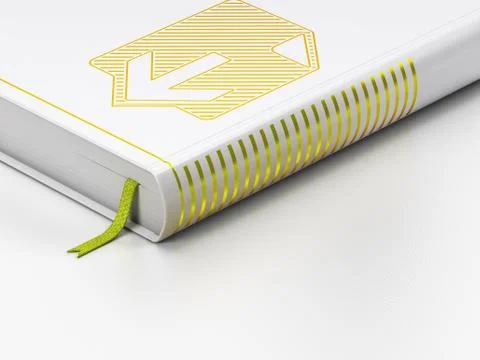 Web design concept: closed book, Download on white background Illustrazione stock