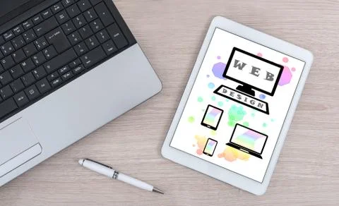 Web design concept on a digital tablet Stock Photos