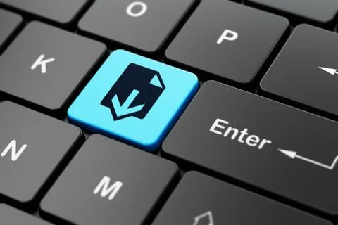 Web design concept: Download on computer keyboard background 스톡 일러스트