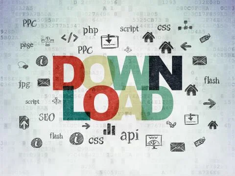 Web design concept: Download on Digital Data Paper background Stock Illustration