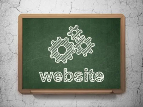 Web design concept: Gears and Website on chalkboard background Illustrazione stock