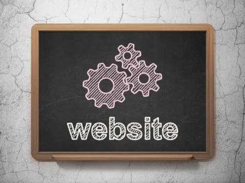 Web design concept: Gears and Website on chalkboard background Illustrazione stock