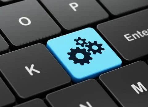 Web design concept: Gears on computer keyboard background Stockillustratie