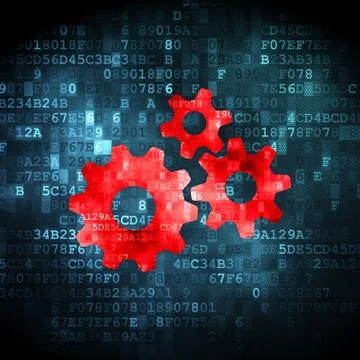 Web design concept: Gears on digital background Illustrazione stock