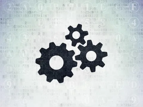 Web design concept: Gears on Digital Paper background 库存插图