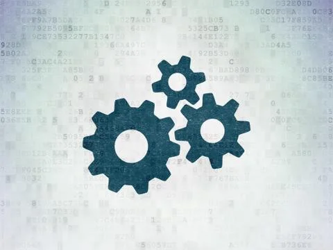 Web design concept: Gears on Digital Data Paper background Stock Illustration
