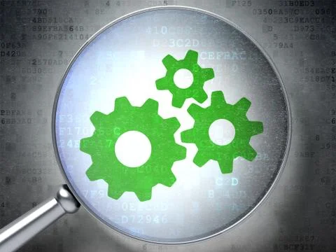 Web design concept: Gears with optical glass on digital backgro Stockillustratie