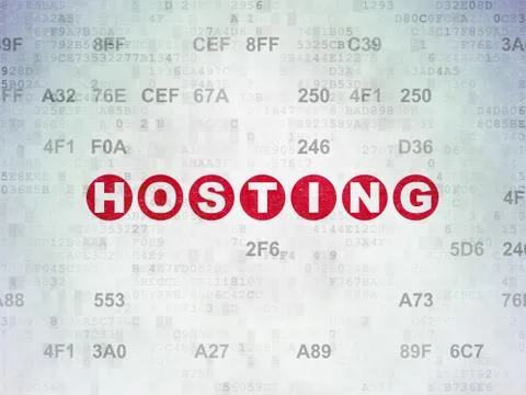 Web design concept: Hosting on Digital Data Paper background 库存插图