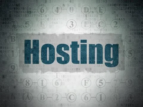 Web design concept: Hosting on Digital Data Paper background 库存插图