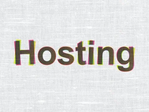 Web design concept: Hosting on fabric texture background 스톡 일러스트