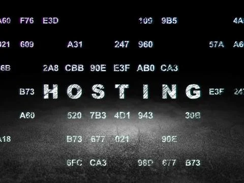 Web design concept: Hosting in grunge dark room イラスト素材