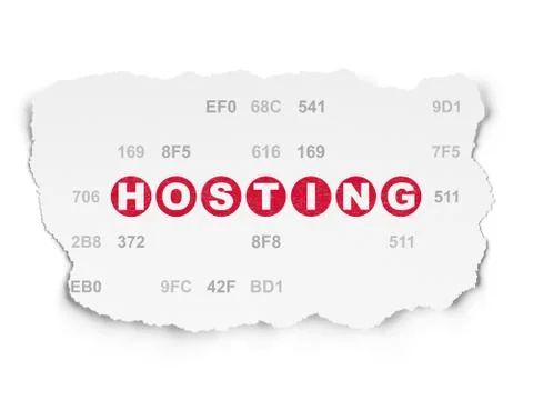 Web design concept: Hosting on Torn Paper background Stock Illustration
