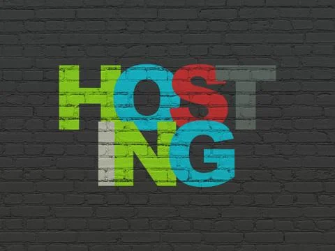 Web design concept: Hosting on wall background 库存插图