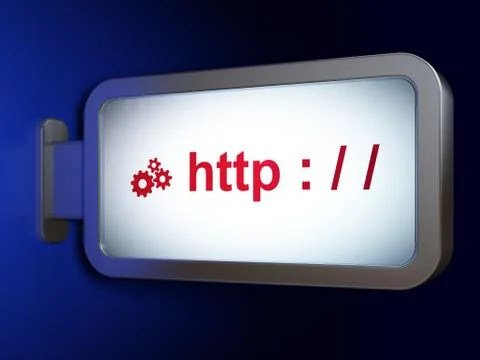 Web design concept: Http : / / and Gears on billboard background Stock-Illustration